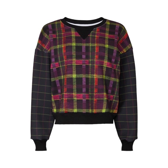 Terez As If Plaid Sweatshirt Top Long Sleeve Size Medium Pre-Loved - Picture 4 of 7